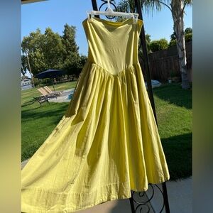 Free People Onda Drop Waist Tube Mini Yellow XS